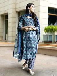 Fancy Cotton Blend Kurta Bottom And Dupatta Set For Women-thumb1