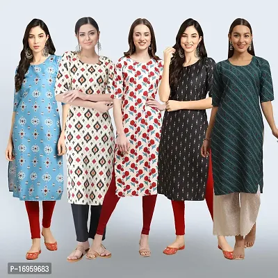 Women Stylish Crepe Printed Staright Kurta-thumb0