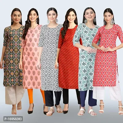 Women Stylish Crepe Printed Straight Kurta Combo