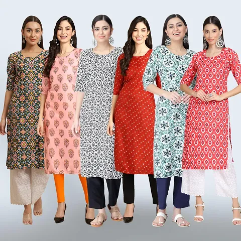 Women Stylish Crepe Straight Kurta Combo