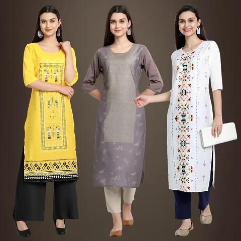 Fancy Crepe Kurtis for Women Pack Of 3