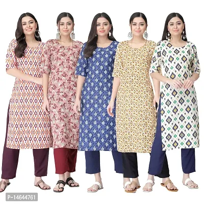 New Crepe Printed Kurtis Combo For Women Pack Of 5-thumb0