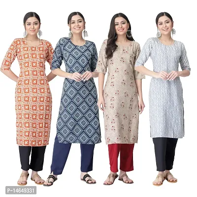 New Crepe Combo Printed Kurtis For Women Pack Of 4