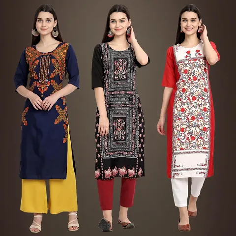 Fancy Crepe Kurtis for Women Pack Of 3