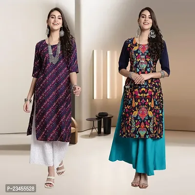 Fancy Rayon Kurtis For Women Pack Of 2-thumb0