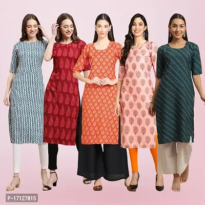 Women Stylish Crepe Printed Straight Kurta