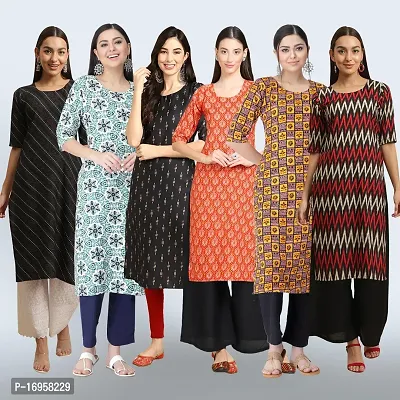 Women Stylish Crepe Printed Straight Kurta Combo