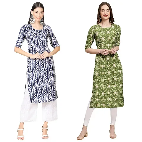 Stylish Crepe Printed Kurti - Pack of 2