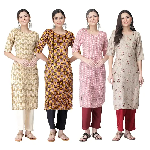 Pack Of 4- Crepe Printed Kurtis