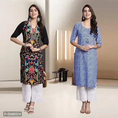 Fancy Rayon Kurtis For Women Pack Of 2-thumb0