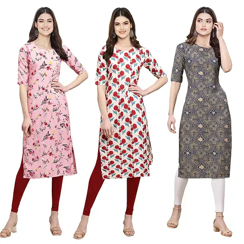 Beautiful Crepe Straight Kurta For Women Pack Of 3