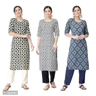 New Crepe Combo Printed Kurtis For Women Pack Of 3