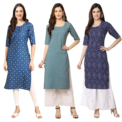 Fancy Combo of 3 Crepe Kurti