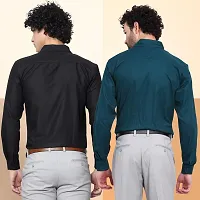 Stylish Cotton Multicoloured Solid Long Sleeves Fornal Shirt For Men Pack Of 2-thumb1