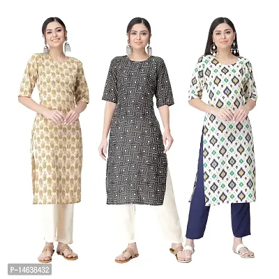 New Crepe Combo Printed Kurtis For Women Pack Of 3