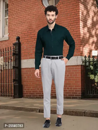 Reliable Green Cotton Solid Long Sleeves Formal Shirt For Men