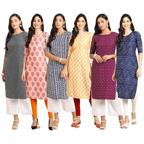 Fancy Combo of 6 Crepe Kurti