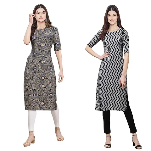 Elegant Crepe Straight Kurta For Women-Pack Of 2