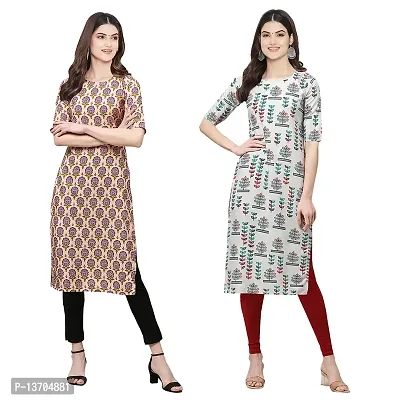 Stylish Crepe Digital Printed Kurta For Women- Pack Of 2