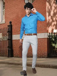 Reliable Blue Cotton Solid Long Sleeves Formal Shirt For Men-thumb3