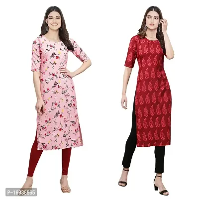 Stylish Digital Printed Women Crepe Kurta- Pack of 2