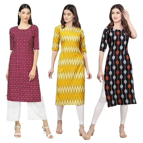 Beautiful Crepe Straight Kurta For Women Pack Of 3