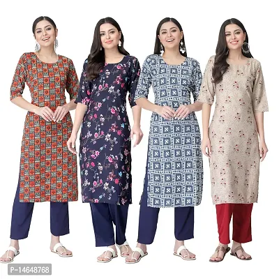 New Crepe Combo Printed Kurtis For Women Pack Of 4