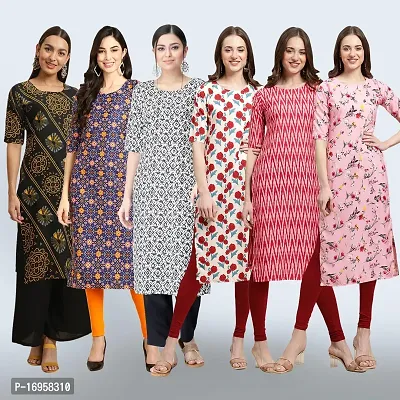 Women Stylish Crepe Printed Straight Kurta Combo