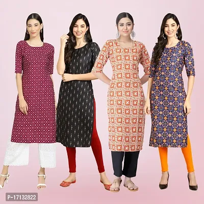 Women Stylish Crepe Printed Straight Kurta