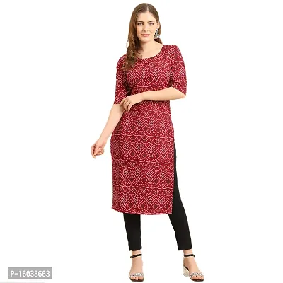 Stylish Maroon Crepe Bandhani Straight Kurta For Women