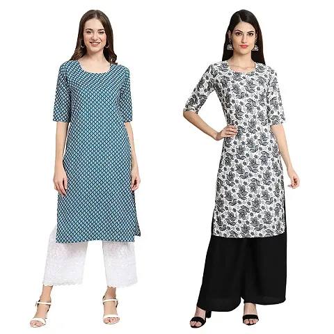 Straight Crepe Kurta Pack Of 2