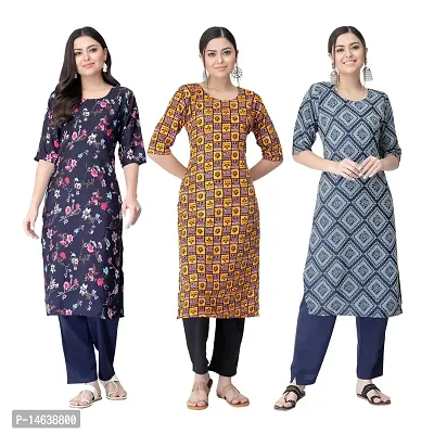 New Crepe Combo Printed Kurtis For Women Pack Of 3