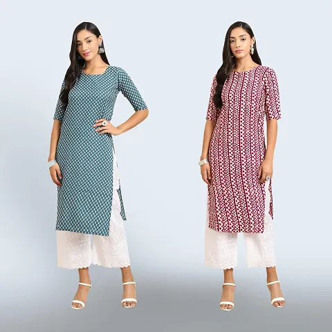 Straight Crepe Kurta Pack Of 2