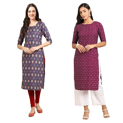 Stylish Crepe Printed Kurti - Pack of 2