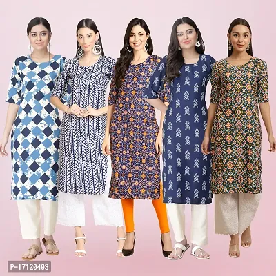 Women Stylish Crepe Printed Straight Kurta