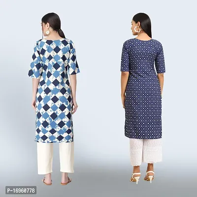 Women Stylish Crepe Ethnic Motif Casual Straight Kurta-thumb2