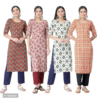 New Crepe Combo Printed Kurtis For Women Pack Of 4