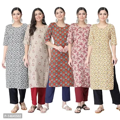 New Crepe Printed Kurtis Combo For Women Pack Of 5