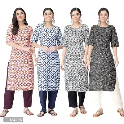 New Crepe Combo Printed Kurtis For Women Pack Of 4