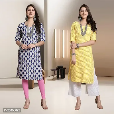 Fancy Rayon Kurtis For Women Pack Of 2-thumb0