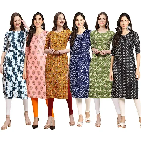 Stylish Crepe Printed Kurti - Pack of 6