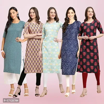 Women Stylish Crepe Printed Straight Kurta-thumb0