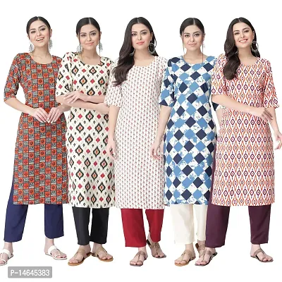 New Crepe Printed Kurtis Combo For Women Pack Of 5