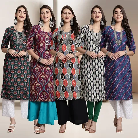 Fancy Crepe Kurtis For Women Pack Of 5