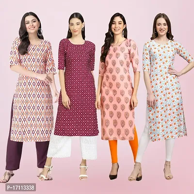 Women Stylish Crepe Printed Straight Kurta