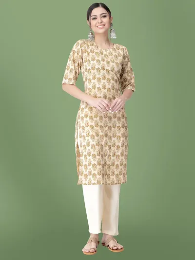 Best Quality !! Crepe Printed Casual Kurta With Bottom Set