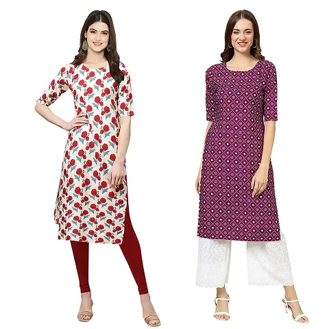 Stylish Digital Woman Crepe Kurtis Pack of 2