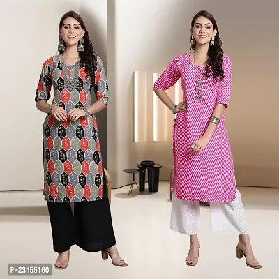 Fancy Rayon Kurtis For Women Pack Of 2-thumb0