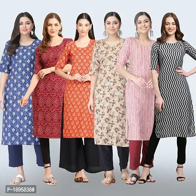 Women Stylish Crepe Printed Straight Kurta Combo-thumb0