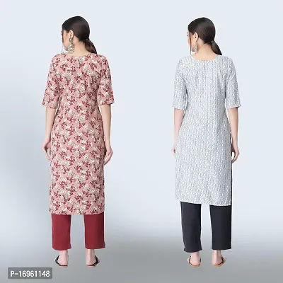 Women Stylish Crepe Ethnic Motif Casual Straight Kurta-thumb2